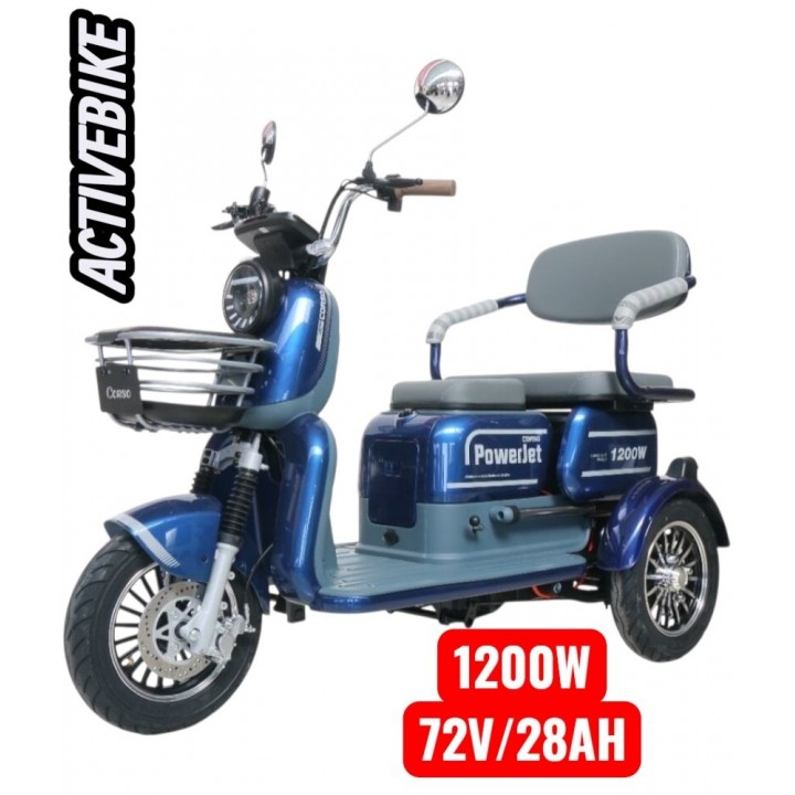 Електричний трицикл Corso Power Jet JT-933014 (1200W, 72V/28Ah) запас ходу 75 км.